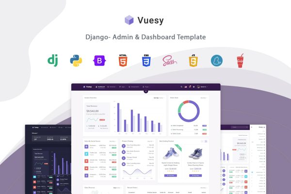 Vuesy – HTML & Django Admin Dashboard Template Vuesy – Django Admin & Dashboard is a simple admin template built with Bootstrap 5.3x and Django 4x
