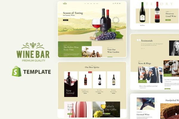 WineBar - Wine Alcohol Liquor Shop Shopify Theme Wine Shop, Liquor Store eCommerce Theme. Online Alcohol Shopping, Adult Drug Store Shopify Template.
