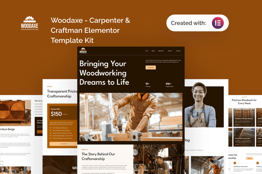 Woodaxe – Carpenter & Craftman Elementor Template Kit