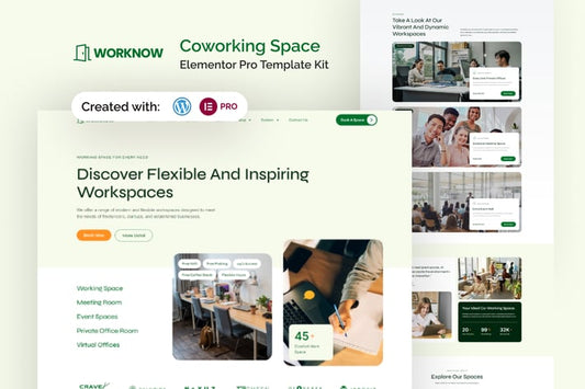 Worknow – Coworking Space Elementor Pro Template Kit