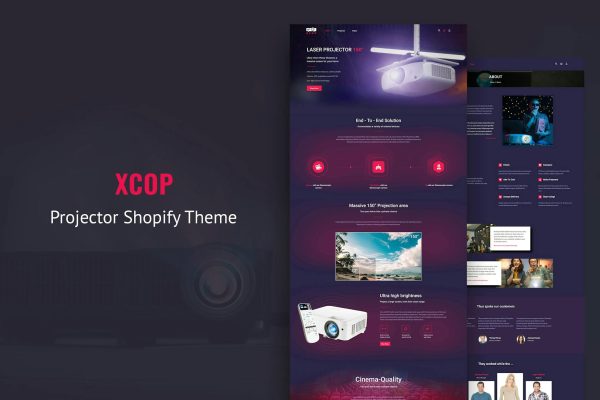 Xcop - One Page Entertainment Shopify Theme Minimal One product Store, Dark & Glowing Responsive Shopify Landing Page, Single Page Shopify Theme