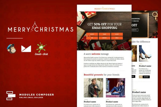 XMAS – E-commerce Responsive Email Template Create beautiful responsive e-mail templates for promoting your Christmas offers
