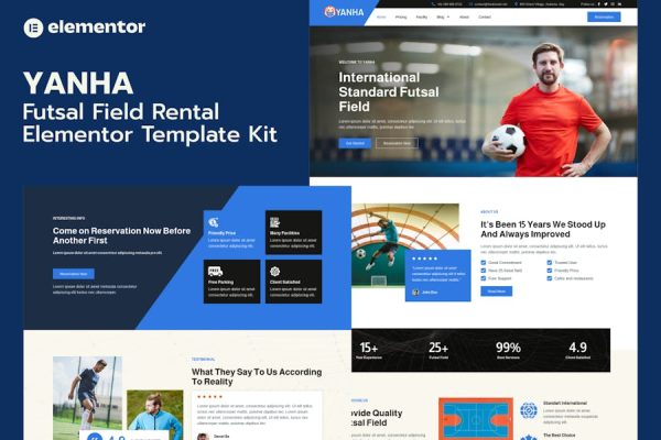 Yanha – Futsal Field Rental Elementor Pro Template Kit