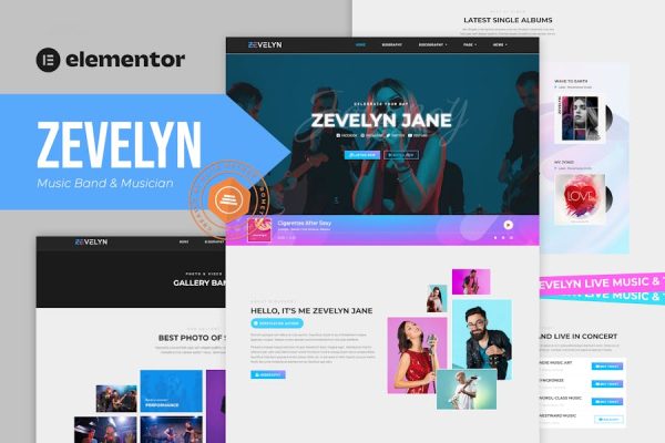 Zevelyn – Music Band & Musician Elementor Template Kit