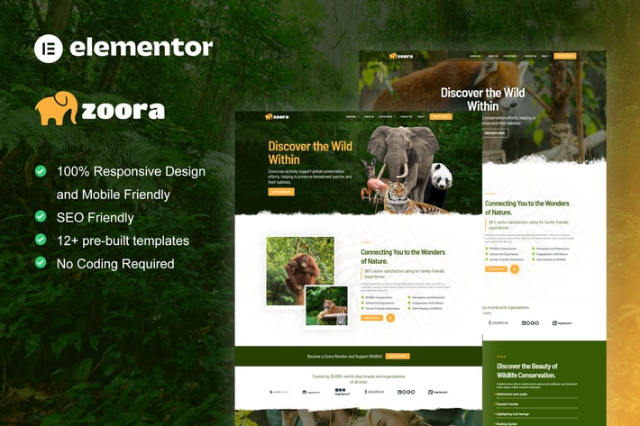 Zoora – Safari & Zoo Elementor Pro Template Kit