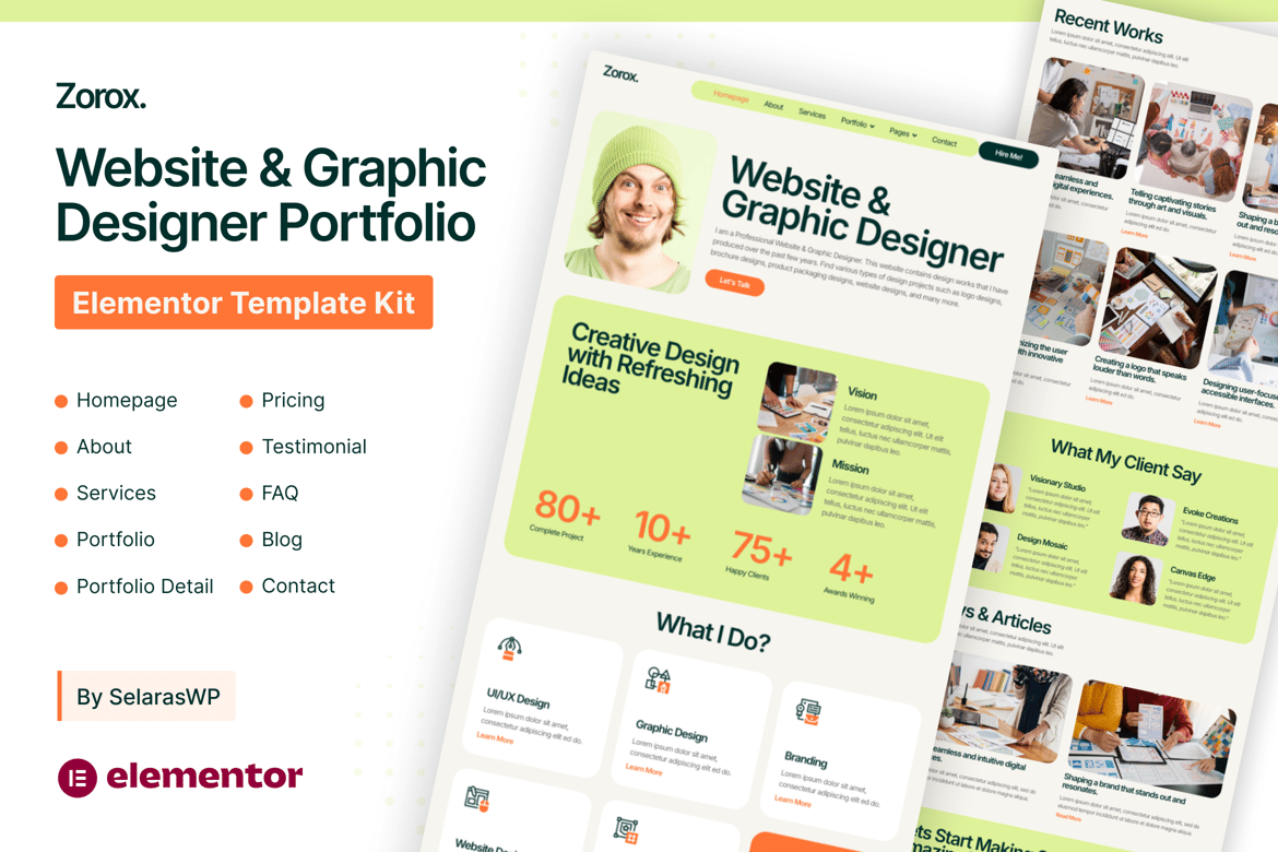 Zorox – Website & Graphic Designer Portfolio Elementor Pro Template Kit