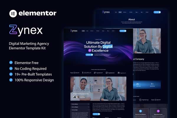 Zynex – Digital Marketing Agency Elementor Template Kit
